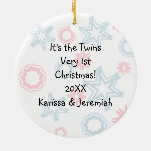 AA Twin Boy and Girl 1-kerstversiering Keramisch Ornament (Achterkant)