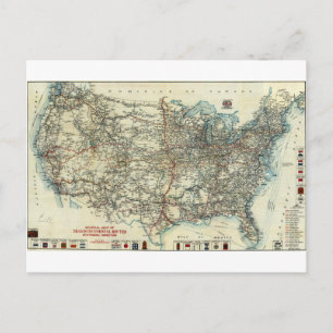 AAA General Map of Transcontinental Routes 1918 Briefkaart