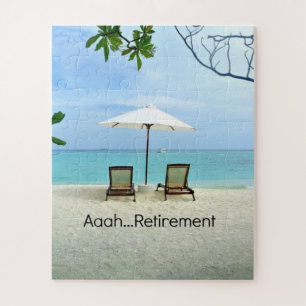 Aaah...pensioen, ontspannen op het strand legpuzzel