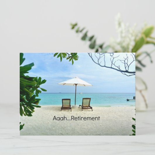 Aaah...pensionering , ontspanning op het strand kaart (Staand voorkant)