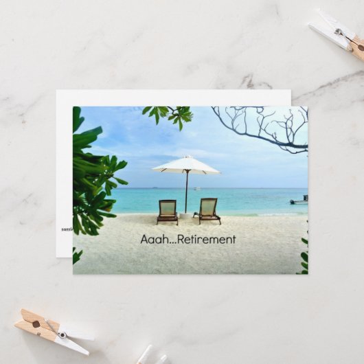 Aaah...pensionering , ontspanning op het strand kaart (Voorkant / Achterkant in situ)