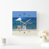 Aaah...pensionering, plezier op het strand vierkante klok (Huis)