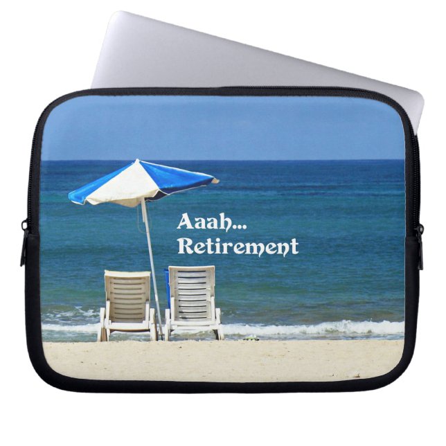 Aaah...pensionering, populair design, laptop sleeve (Voorkant)