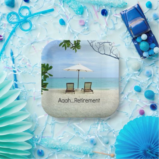 Aaah... pensionering, populair design, papieren bordje (Feest)