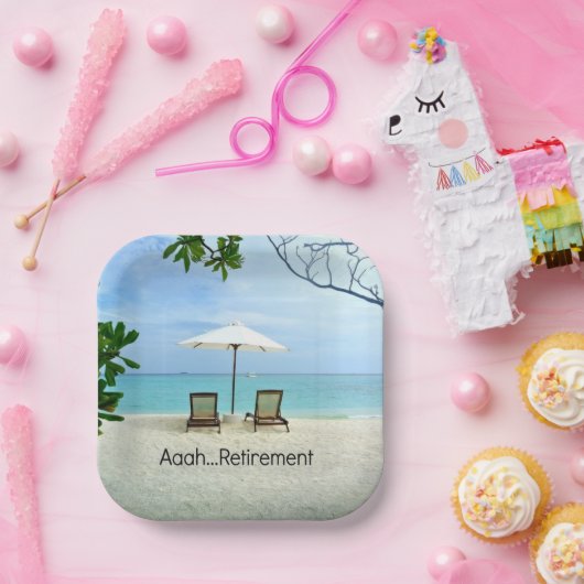 Aaah... pensionering, populair design, papieren bordje (Feest)