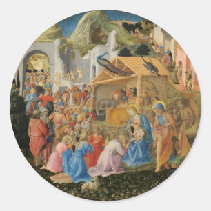 Aaanbidding door de Wijzen door Fra Angelico en Fi Ronde Sticker
