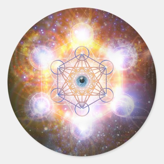 "Aad Guray Nameh"-Beschermende Mantra-Merkaba Ronde Sticker (Voorkant)