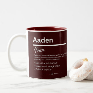 Aaden Personalized Name Tweekleurige Koffiemok