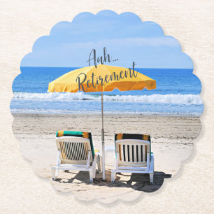 Aah...pensioen, een dag op het strand kartonnen onderzetters