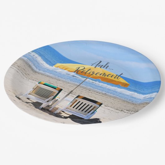 Aah...Retirement, een dag op het strand Papieren Bordje (Gekanteld)