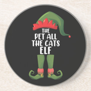 Aai alle katten Elf bijpassende gezins Kerstmis Zandsteen Onderzetter