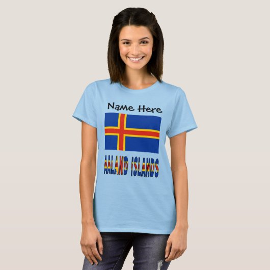 Aaland Islands and Ålander Flag Personalized Women T-shirt (Voorkant volledig)