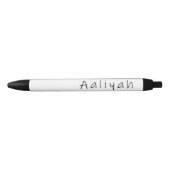 Aaliyah-naam Zwarte Inkt Pen (Voorkant)