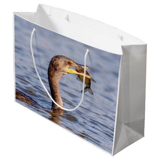 aalscholver met vis large cadeautasje (Achterkant Gekanteld)