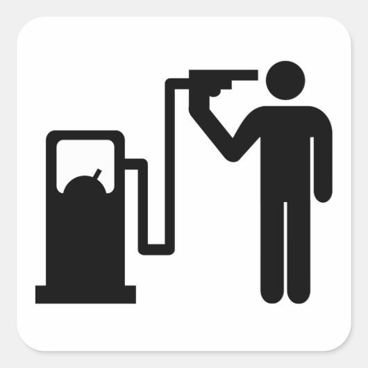 Aan benzine vierkante sticker (Voorkant)