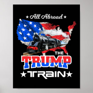 Aan boord van de Trump Train 2022 Amerikaanse vlag Poster