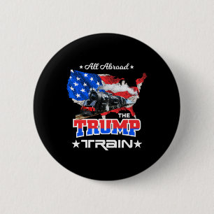 Aan boord van de Trump Train 2022 Amerikaanse vlag Ronde Button 5,7 Cm