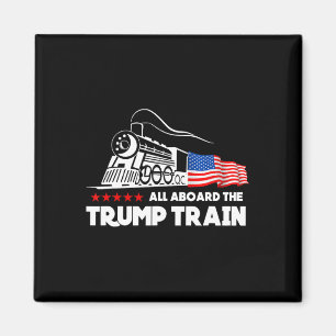 Aan boord van de Trump Train 2024 Amerikaanse vlag Magneet