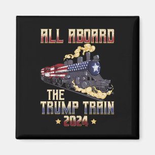 Aan boord van de Trump Train 2024 Amerikaanse vlag Magneet