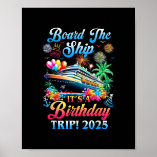 Aan boord van het schip het is een verjaardagsreis poster
