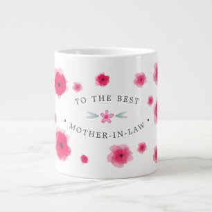 Aan de beste schoonmoeder Roze bloemen Extra Grote Beker