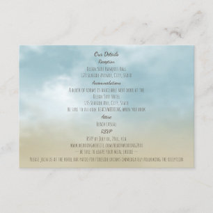 Aan de kust oceaan surf strand bruiloft details informatiekaartje