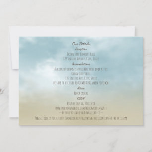 Aan de kust oceaan surf strand bruiloft details notitiekaartje