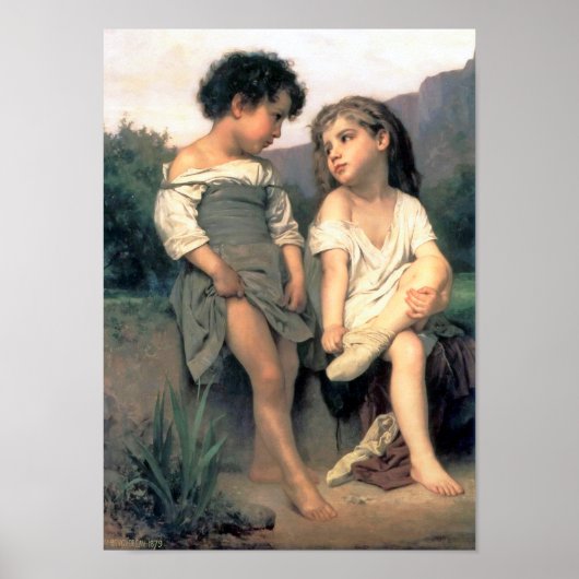 Aan de rand van de Brook, Bouguereau Poster (Voorkant)