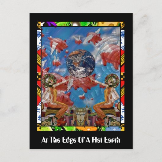 Aan de rand van een vlakke aarde briefkaart (Voorkant)