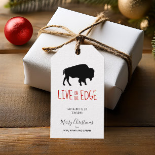 Aan de rand Zwarte Buffel B & W Plaid ID602 Cadeaulabel