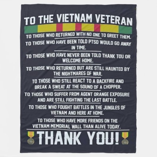 AAN DE VIETNAM VETERAN, DANK U FLEECE DEKEN (Voorkant)