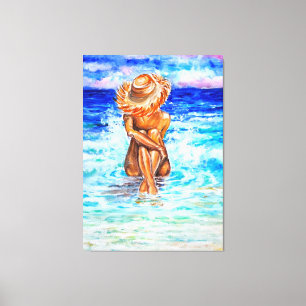 Aan de wal - Waterverf schilderij Canvas Afdruk