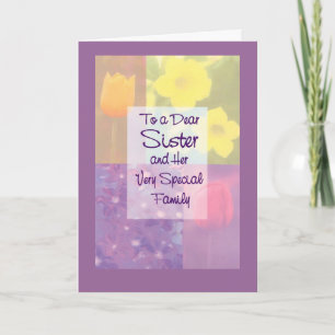 Aan een Beste Zuster en Haar zeer Speciale Familie Feestdagen Kaart