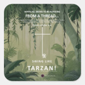 Aan een draad hangen vierkante sticker (Voorkant)