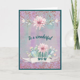 Aan een prachtige Moeder Waterverf Cactus Card Kaart