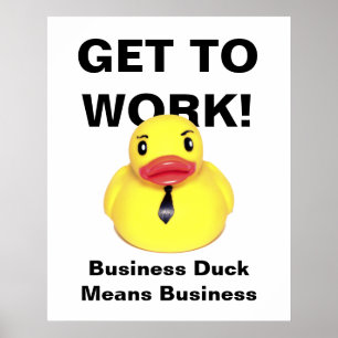 Aan het werk! — Rubber Duck met Stropdas Poster