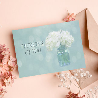 Aan jou denkende Witte Hortensia in een Vaaskaart Kaart