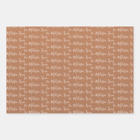 Aan Jouw naam Modern Handschrift Terra Cotta Textu Inpakpapier Vel (Voorkant)