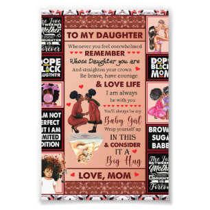 Aan mijn dochter Birthday Gift, Cute Mam Baby Gift Foto Afdruk