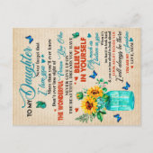 Aan mijn dochter Gift, Butterfly Lover, Sunflower Aankondigingskaart (Voorkant)