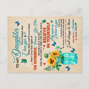 Aan mijn dochter Gift, Butterfly Lover, Sunflower Briefkaart