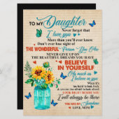 Aan mijn dochter Gift, Butterfly Lover, Sunflower Menu (Voorkant / Achterkant)