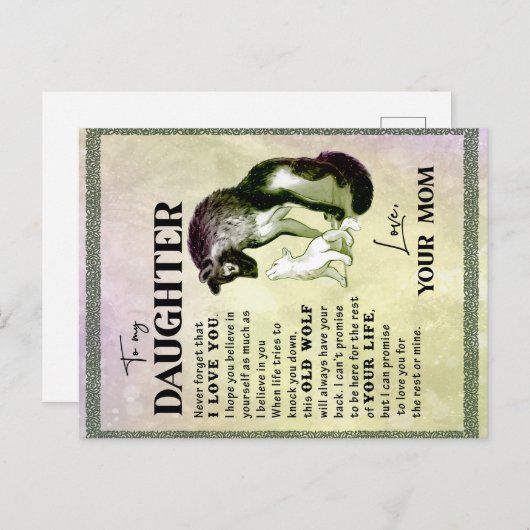 Aan mijn dochter Gift, liefdesbrief dochter en moe Aankondigingskaart (Voorkant / Achterkant)
