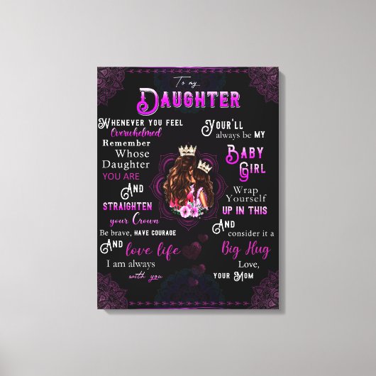 Aan mijn dochter Gift, liefdesbrief dochter en moe Canvas Afdruk (Voorkant)