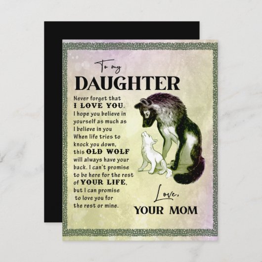 Aan mijn dochter Gift, liefdesbrief dochter en moe Kaart (Voorkant / Achterkant)