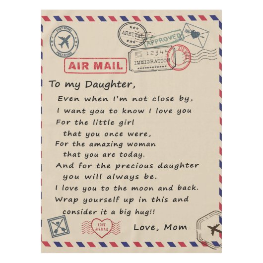 Aan mijn dochter Gift, liefdesbrief dochter en moe Tafelkleed (Voorkant)