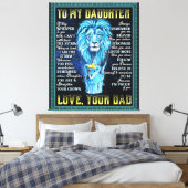 Aan mijn dochter Lion Gift, geschenk van een leeuw Canvas Afdruk (Insitu (Slaapkamer))