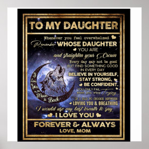 Aan mijn dochter Wolf Birthday Gift, grappig cadea Poster