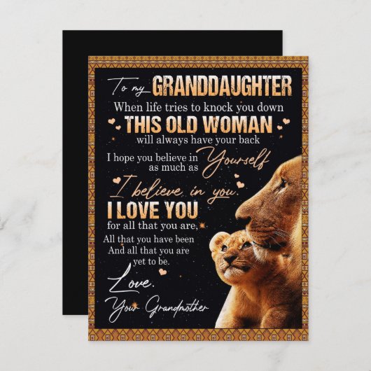 Aan mijn kleindochter cadeau van oma, Leeuwen lief Kaart (Voorkant / Achterkant)