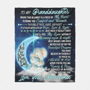 Aan mijn kleindochter Elephant Birthday Gift Idee Fleece Deken